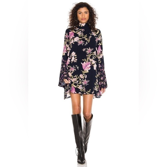Free People Tate Tunic Mini Dress in Midnight Combo SzSmall - Picture 1 of 12